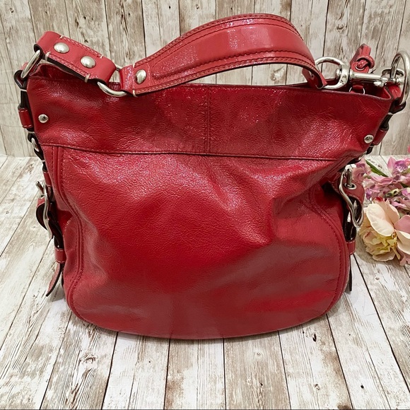 COACH 12776 Zoe Red Patent Leather Large Hobo Bag - Picture 6 of 16